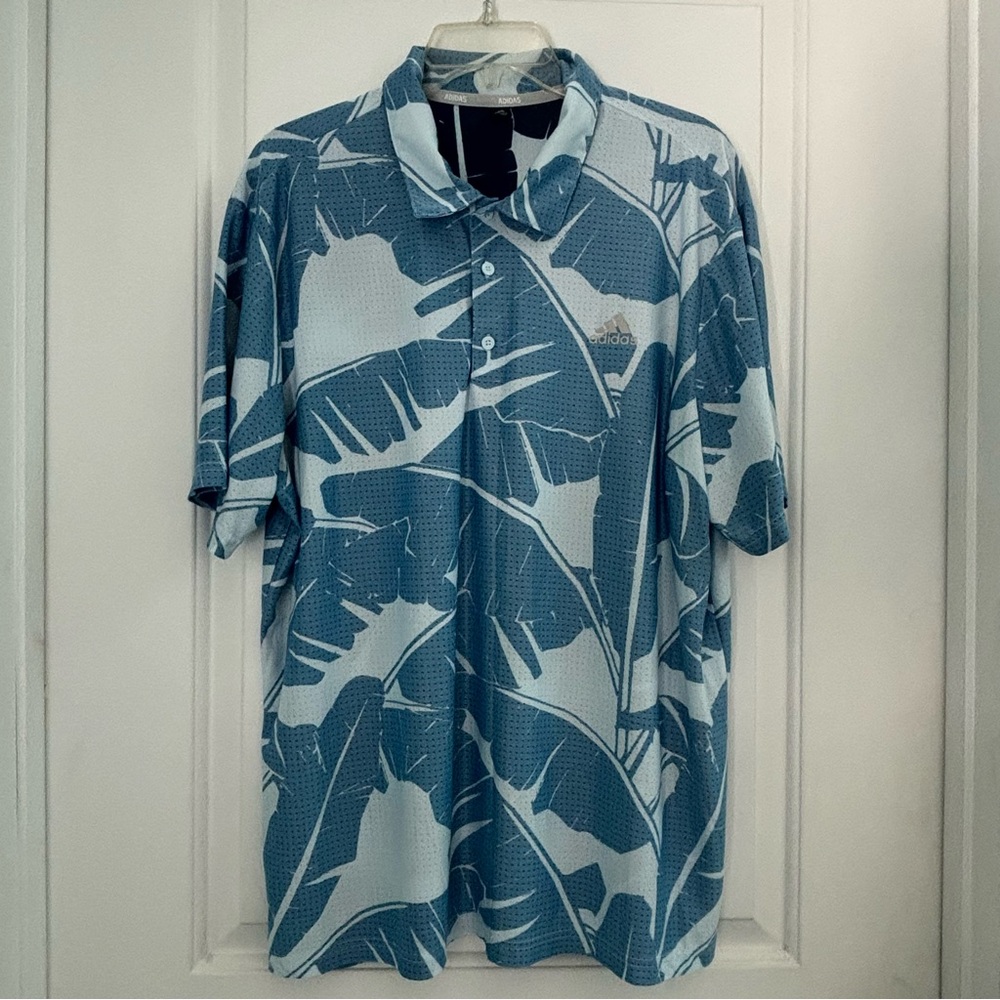 Adidas Blue Tropical Polo Shirt